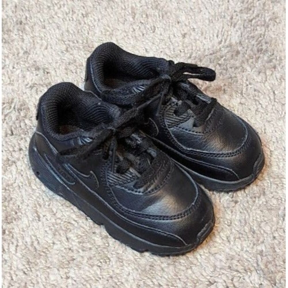 Nike Toddler's Air Max 90 LTR (TD) Black Leather Shoes 833416-001 Size 6C